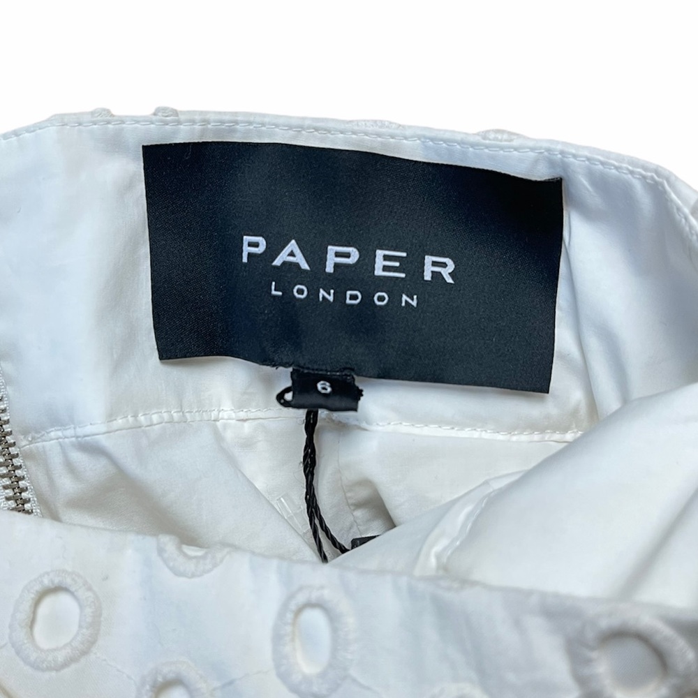 PAPER LONDON | High Waist Tie Waist Eyelet Shorts - Picture 3 of 10